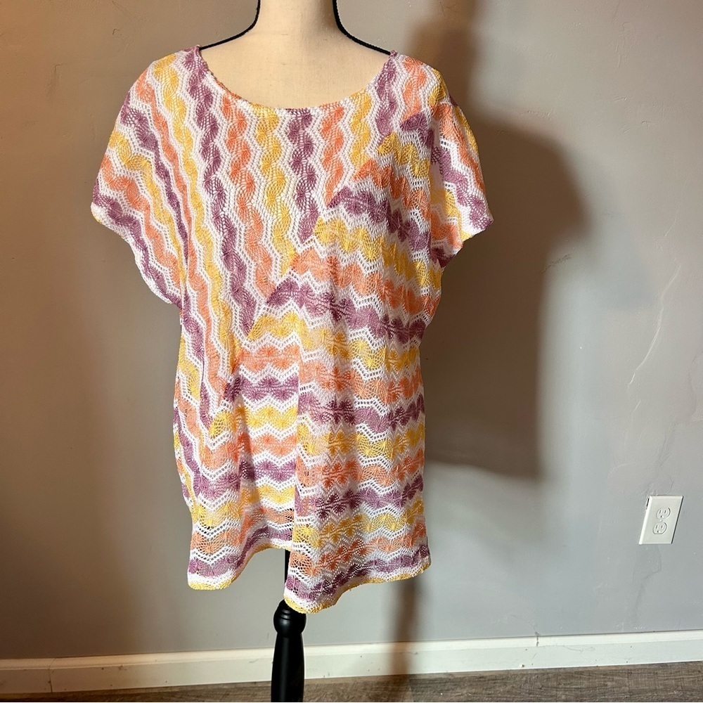Alfred Dunner Crochet Knit Top Easter Colors Women’s 3X Fully Lined Perfect